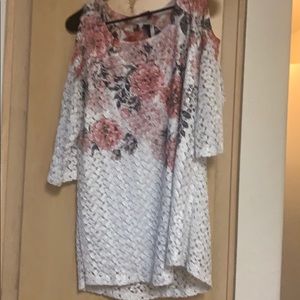 Brittney Black cold shoulder floral print lacy top